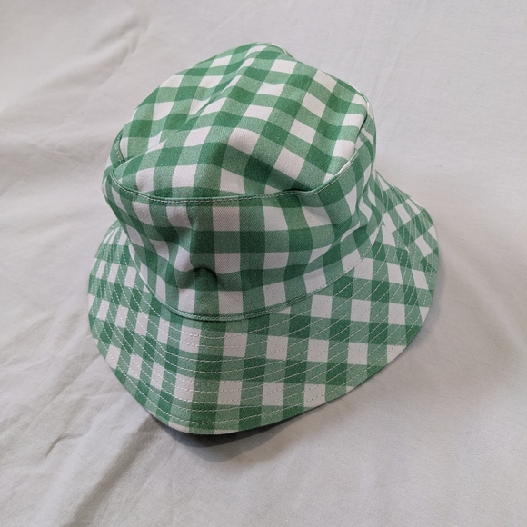 NWT Loft Green Gingham Cotton Bucket Hat - Picture 6 of 7